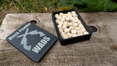 Boîte de rangement bourre poudre noire — Black Powder WADS — couvercle coulissant