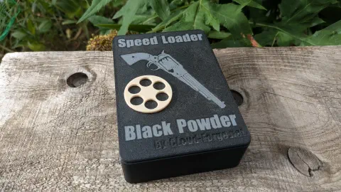 Coffret 6 Speed Loaders poudre noire 25 grains + boîte de transport — Remington 1858 .44